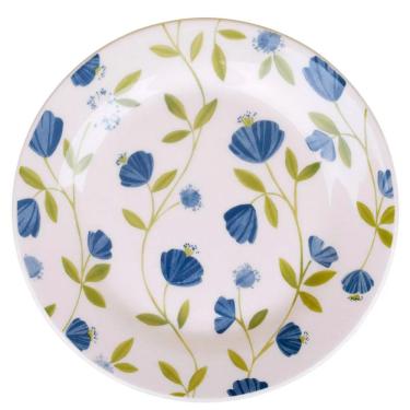 Imagem de Prato de Sobremesa Oxford em Cerâmica Flores Azuis 18cm
