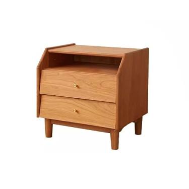 Imagem de Mesa de cabeceira com gaveta e prateleira de armazenamento, organizador de cômoda pequena, torre de armazenamento vertical, mesa de cabeceira com pernas de madeira maciça, mesa lateral minimalista e