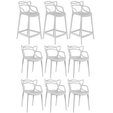 Imagem de Loft7, Kit 6 cadeiras + 3 banquetas médias Masters Allegra