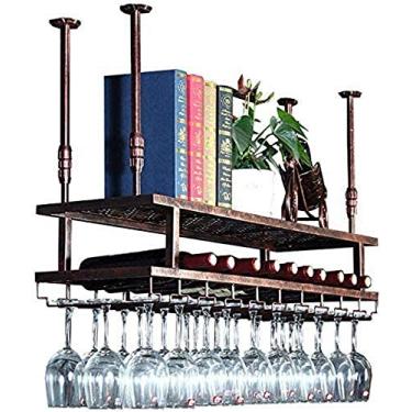 Imagem de Prateleiras de vinho, amantes de vinho/suporte de parede rack de vinho estilo simples suporte de ferro para copos de vinho prateleira de decoração de teto para bares, restaurantes, cozinhas/suporte de