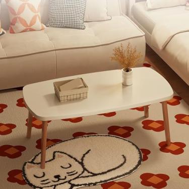 Imagem de LNGCLTEZ Mesa de centro mesa dobrável com janela dobrável estilo japonês tatami mesa de centro doméstica mesa de computador de madeira maciça, mesa de jantar, 120 cm, branca