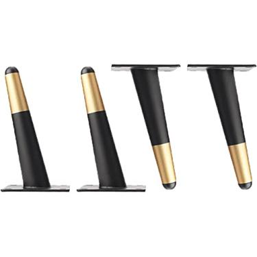 Imagem de Pernas de sofá pés de mesa de metal inclinados pernas de substituição de ferro DIY suporte de armário pés antiderrapantes usados para mesa de cama mesa de vestir e outros móveis (cor: preto tamanho