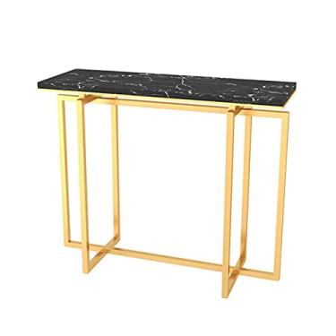 Imagem de Mesa de console de mármore, mesa simples de sofá de sala de estar, mesa de armazenamento de varanda, suporte de flores para quarto, conjunto de mobiliário doméstico (cor: A) (D)