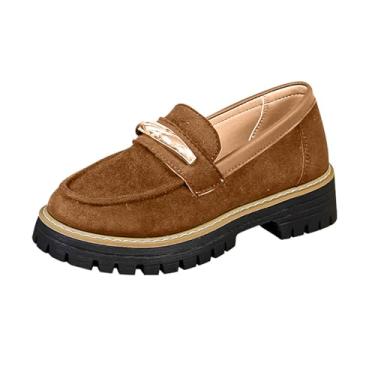 Imagem de Mocassins femininos de salto médio com bico redondo e zíper lateral, salto grosso e sola para uso casual interno e externo, Caqui, 36