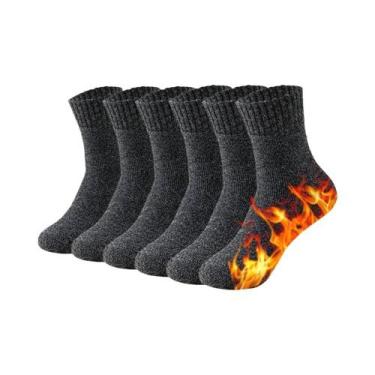 Imagem de Meias Esportivas Grossas De Inverno Masculinas, 3 Pares, Resistentes A