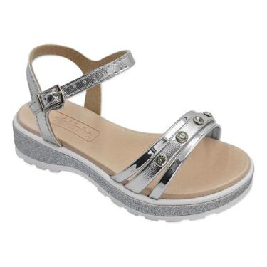 Imagem de Sandália Papete Brilho Strass nfantil Feminina Molekinha -, Prata, 29