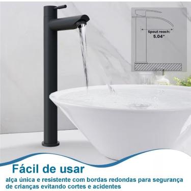 Imagem de Kit 2 Torneiras Bica Alta Para Sobrepor Cuba Fria Preto Fosco FC-141