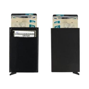 Imagem de Carteira Metálica Slim Minimalista Para Homens, Porta-Cartões Anti RFI