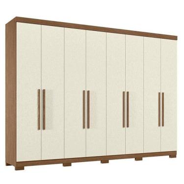 Imagem de Guarda Roupa Casal 8 Portas 4 Gavetas Master New Jatobá Areia Acetinado Com Pés - Santos Andirá
