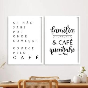 Imagem de Kit 2 Quadros Família Unida E Café 33X24Cm