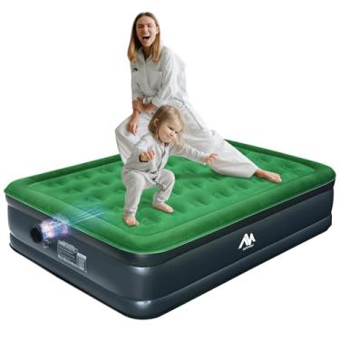 Imagem de AYAMAYA Queen Colchão de ar para acampamento com bomba elétrica embutida e destacável - Colchão de ar inflável duplo de luxo portátil de 40,6 cm, colchão de ar autoinflável, sem necessidade de tomada