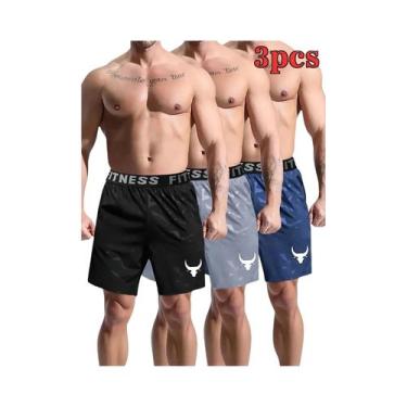 Imagem de Conjunto De 3 Calções Esportivos Masculinos De Secagem Rápida E Respir