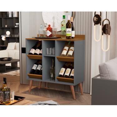 Imagem de Aparador Adega Bar Petrux Pés Palito Onix / Nature - Comprar Móveis em Casa