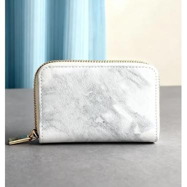 Imagem de Carteira feminina com porta-cartões RFID com vários compartimentos para identidade e organizador de moedas, Cinza