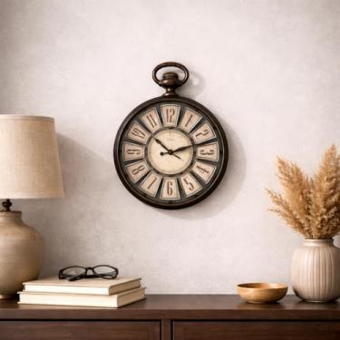 Imagem de Relógio de Parede Vintage Decorativo 26cm Silencioso Casa Quarto Cozinha Escritorio Sala de estar (Numeros escuros)