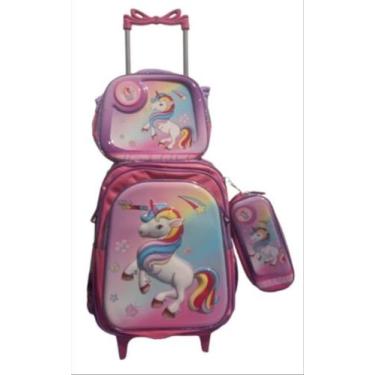 Imagem de Kit Mochila + Lancheira Termica + Estojo Escolar Infantil Com Rodinhas