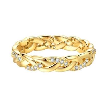 Imagem de Anel De Casamento E Noivado Feminino Em Prata Esterlina 925 Com Zircôn