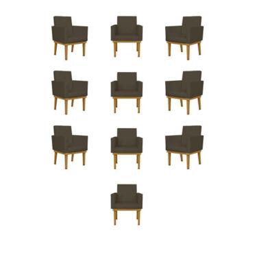 Imagem de Kit 10 Cadeiras Decorativa Reforçada Oferta Courino Balaqui Cor:courino Marrom