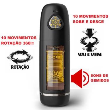 Imagem de Masturbador Masculino Automático Potente Recarregável 10 Vai e Vem + 1