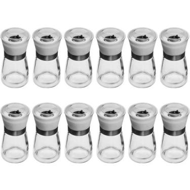 Imagem de Kit 12 Moedores de Sal e Pimenta 170ml Vidro Manual Triturador Moinho 