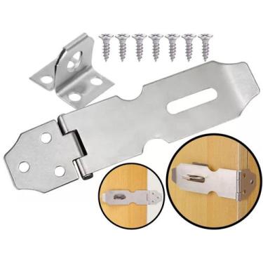Imagem de Dobradiça Cadeado Fecho Aço Inox Para Portas Portões Armário Janelas G
