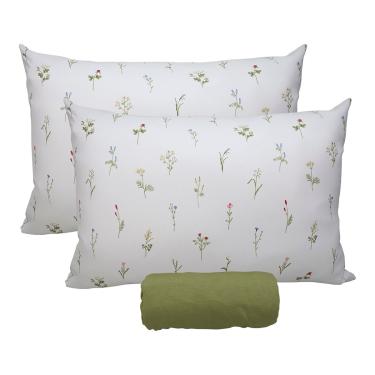 Imagem de Jogo de Cama Portallar King Malha 100% Algodão Premiun Classic Vitoria 3 Peças Verde Pedra