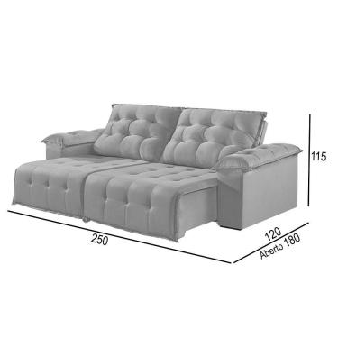 Imagem de Sofá 4 Lugares Retrátil E Reclinável Martins M-170 Veludo Cinza