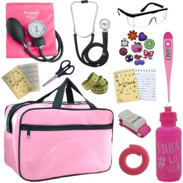 Imagem de Kit Enfermagem Academico Estetoscópio Aparelho de Pressão Bolsa Multi 