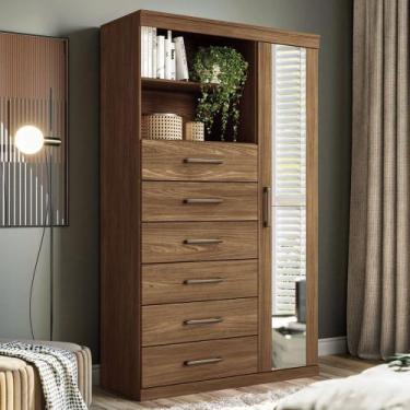 Imagem de Cômoda Califórnia 1 Porta 6 Gavetas Jatoba - Pnr Móveis, Marrom