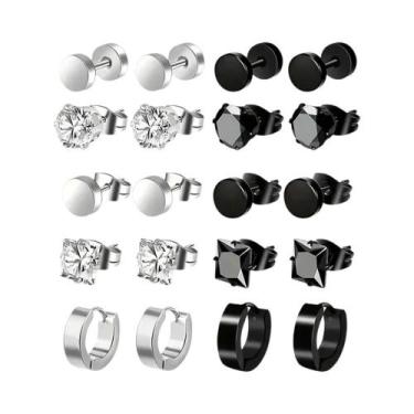 Imagem de Brincos De Argola Unissex De Aço Inoxidável Com Pingente De Cruz E Lâm