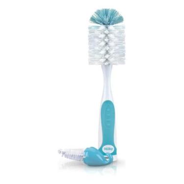 Imagem de Escova Para Limpar Mamadeira E Bicos 2 Em 1 Nylon Gancho - Nuby, Azul