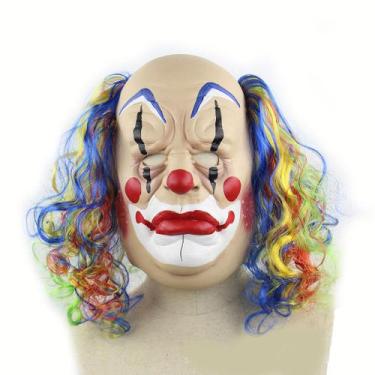 Imagem de Máscara de látex, capa facial, cabelo colorido, palhaço, Halloween - y