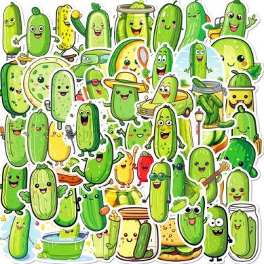 Imagem de Adesivos de pepino em conserva em conserva, vinil impermeável, 50 unid