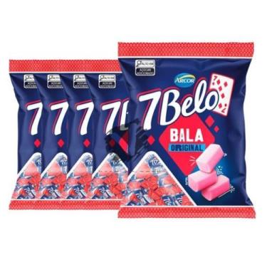 Imagem de Kit 5 Bala Mastigável Arcor 7 Belo Framboesa 500G