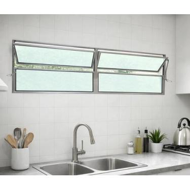 Imagem de Vitro Basculante Alumínio Brilhante 2 Seções 40x150 Brecorimo