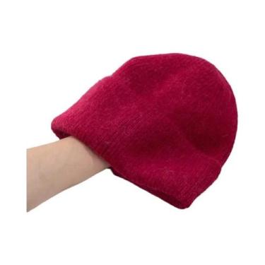 Imagem de Chapéu Feminino de Malha com Pele de Coelho - Quentinho para o Inverno