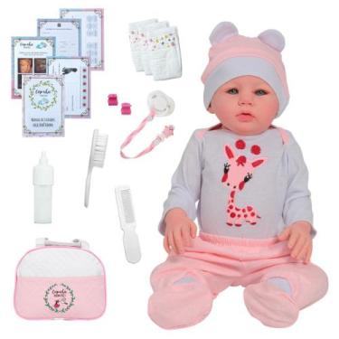 Imagem de Bebê Reborn Menina Princesa Corpo de Silicone Roupa Girafa - Cegonha R