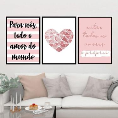 Imagem de Kit 3 Quadros Decorativos Todo Amor do Mundo - Coração