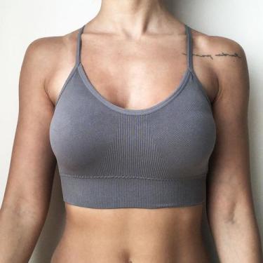 Imagem de Sutiã Top Nadador Poliamida Bojo Removível Confortável COR:CINZATamanh