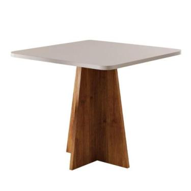 Imagem de Mesa Sala De Jantar Quadrada 0,90m Moove Madeirado/off White - VIERO M