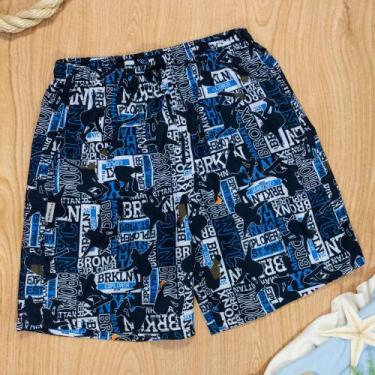 Imagem de Shorts de Praia Skatista Marinho para Meninos Estilo Surf - TubeKids, 
