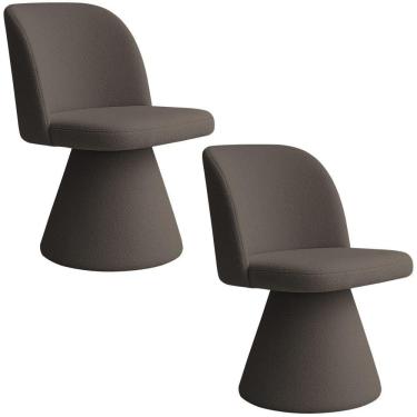 Imagem de Kit 02 Cadeiras De Jantar Giratória Liz Bouclé Marrom - Nexta Casa