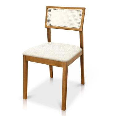 Imagem de Cadeira de Jantar e Living Millie com Tela Natural Estofada Bouclê - Desk Design