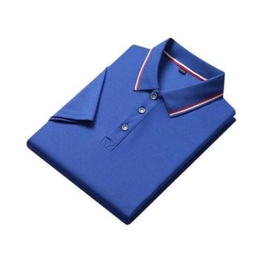 Imagem de Camisa Polo Masculina De Cor Sólida Para Negócios, Manga Curta, Casual