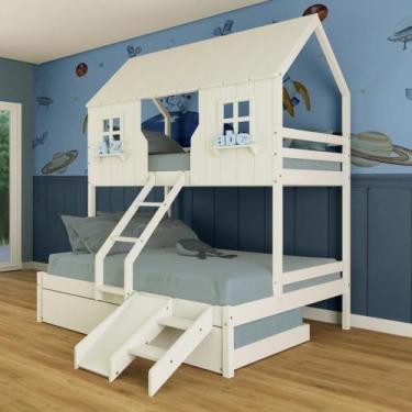 Imagem de Treliche Casal/ Solteiro Casinha Encantada Com Kit Escada/ Escorregado