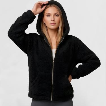 Imagem de JaquetaTeddy Casaco Feminina com Bolso e Capuz P ao GG-Feminino