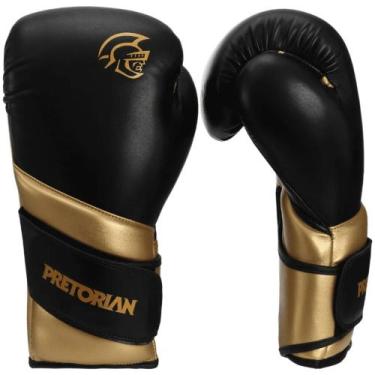 Imagem de Luva Muay Thai Boxe Kickboxing Elite Preto/Dourado Pretorian, 10oz