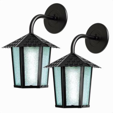 Imagem de Kit 2 Arandela Sextavada Colonial Vidro Pontilhado E27 Blumenau Branca