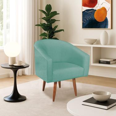 Imagem de Poltrona Decorativa Jade Suede Azul Ciano Amarena Móveis