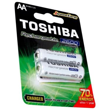 Imagem de Pilha Recarregável Toshiba Tipo Aa 2600mah, Tnh6gae Bp-2c, 1.2v, Embalagem C- 2 Pilhas